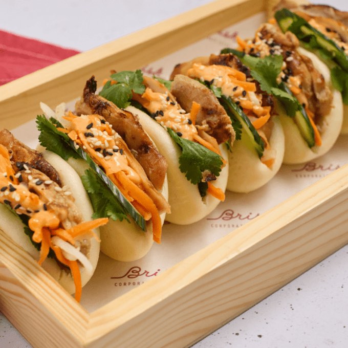 Bao buns ready for an office platter