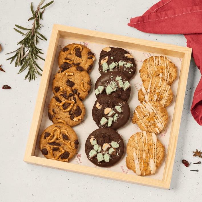 Christmas Cookie Selection — choc & peppermint, pretzel, anzac (2 per serve)
